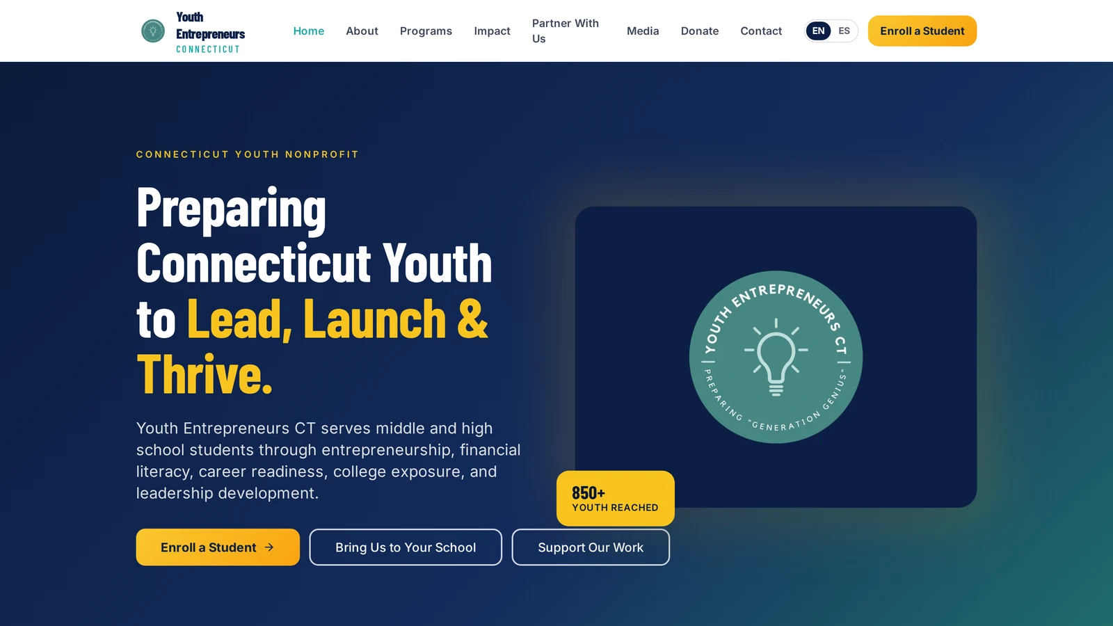 Youth Entrepreneurs CT website
